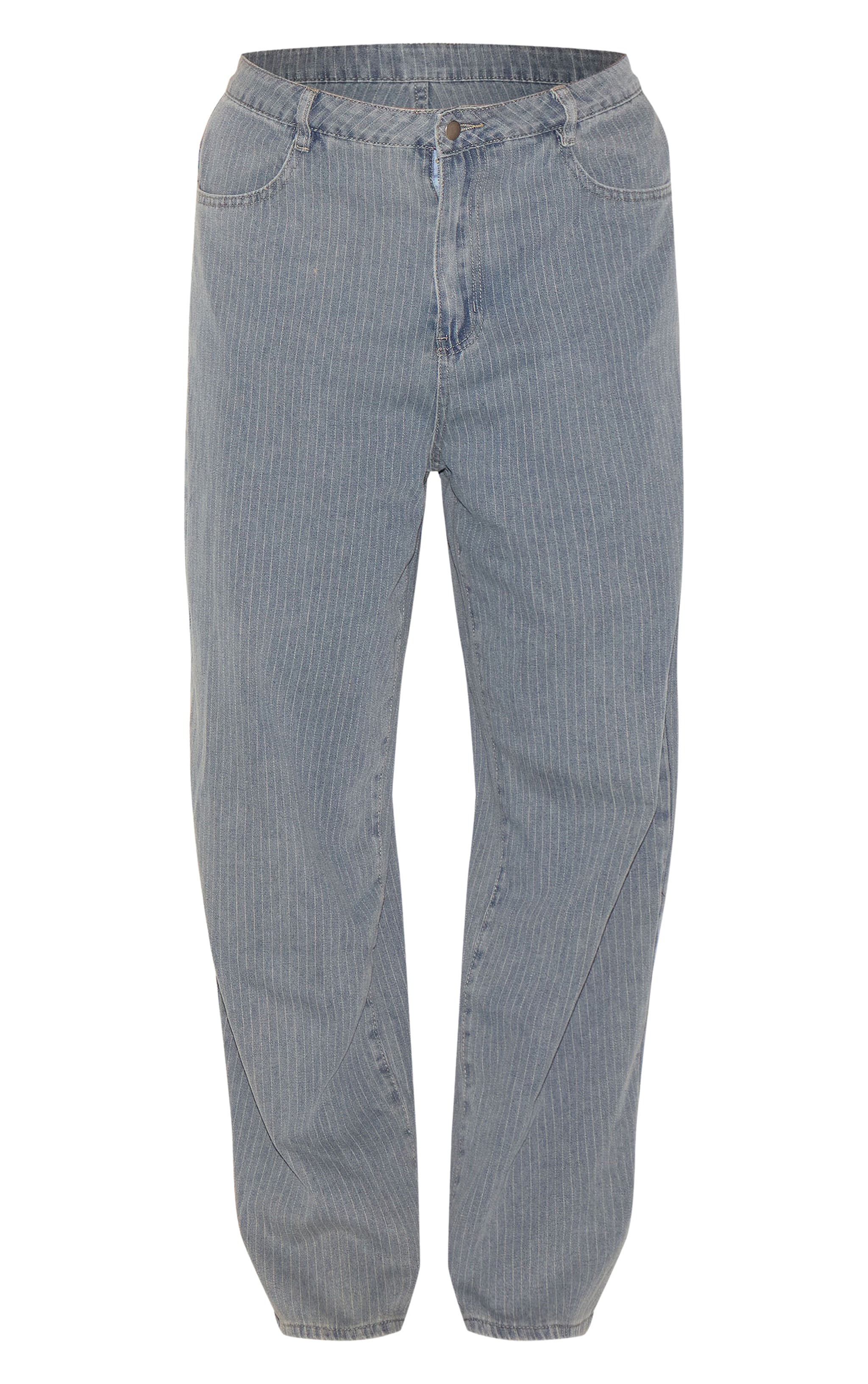 Plus Washed Blue Pinstripe Denim Boyfriend Straight Leg Jeans image 5