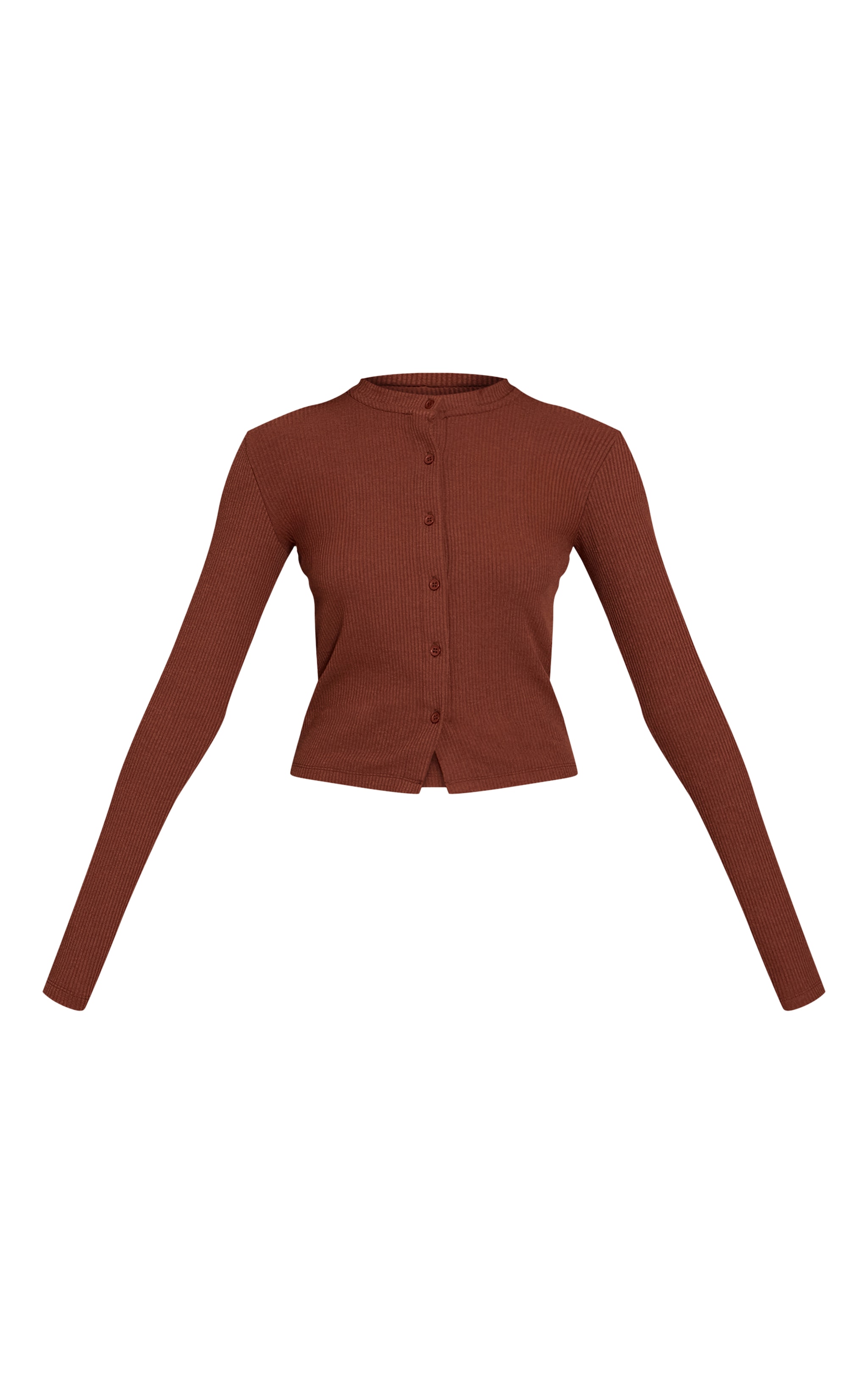 Chocolate Rib Long Sleeve Button Up Fitted Cardigan  image 5