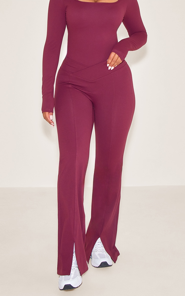 Shape Wine Sculpt Active V Waist Split Front Flare Pants image 2