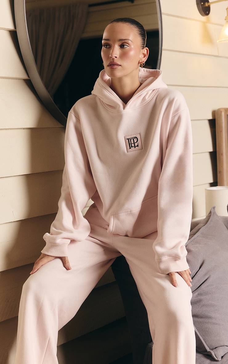 Pink PLT Badge Cotton Fleece Pullover Hoodie