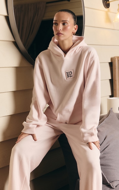 Pink PLT Badge Cotton Fleece Pullover Hoodie