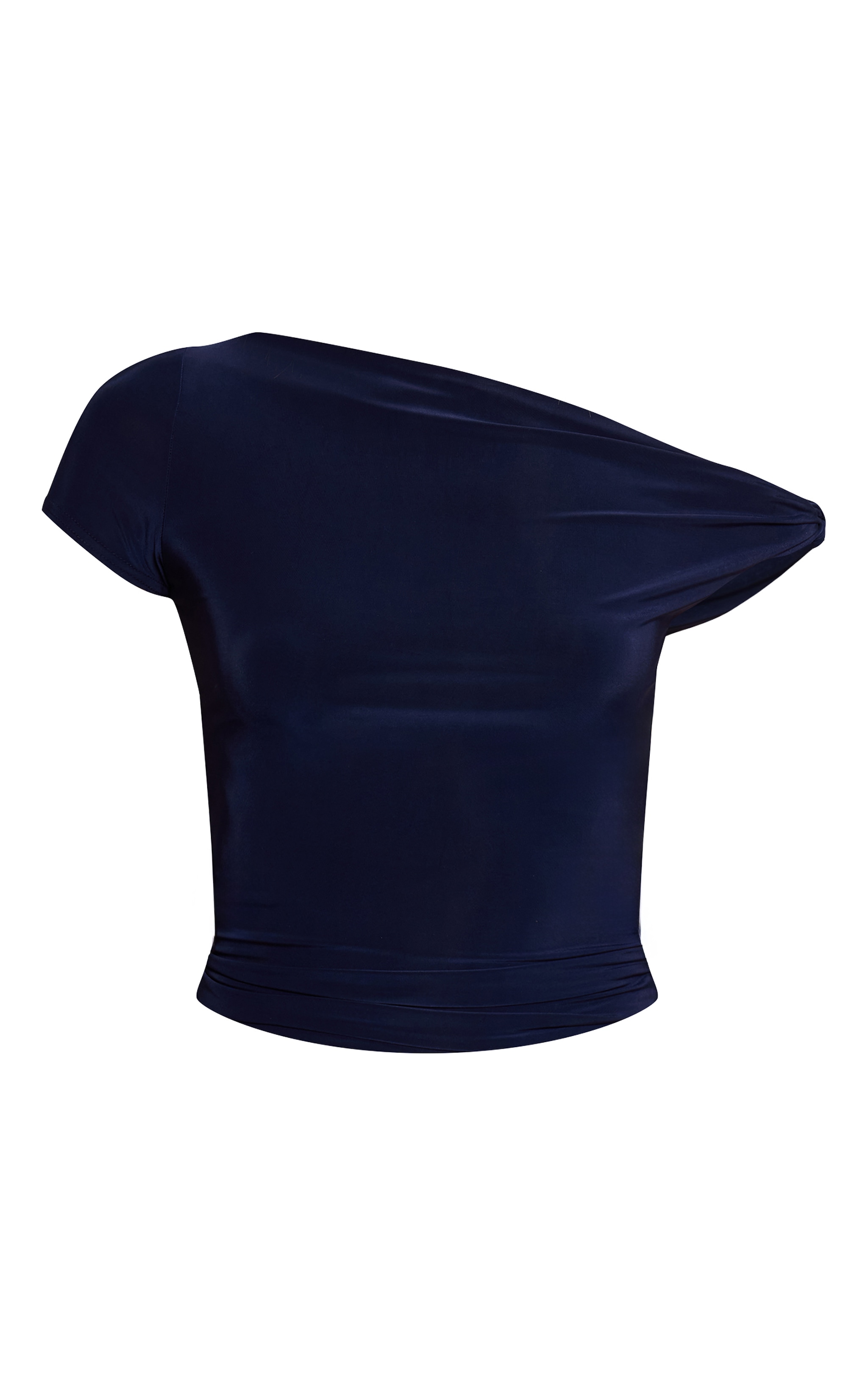 Navy Double Layer Slinky Asymmetric Knot Detail Long Top  image 5