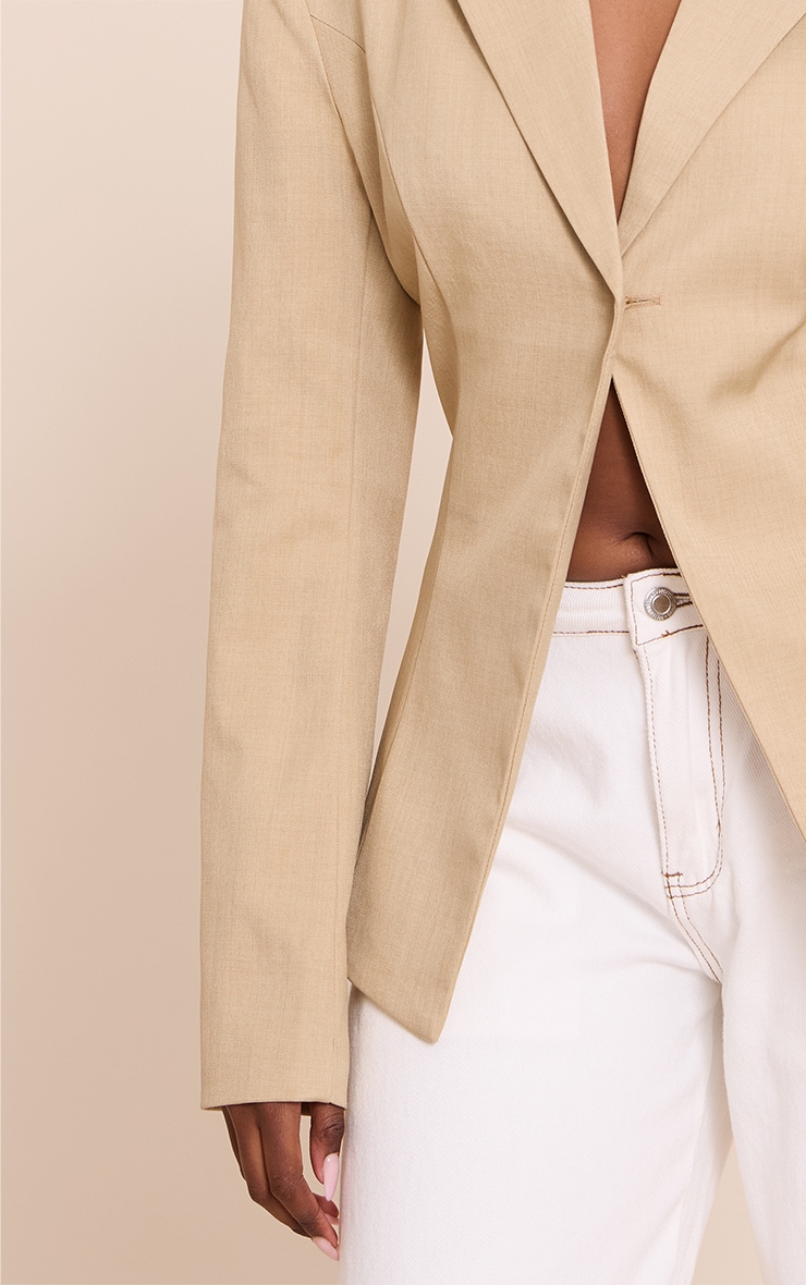 Almond Butter Open Cinched Waist Blazer image 4
