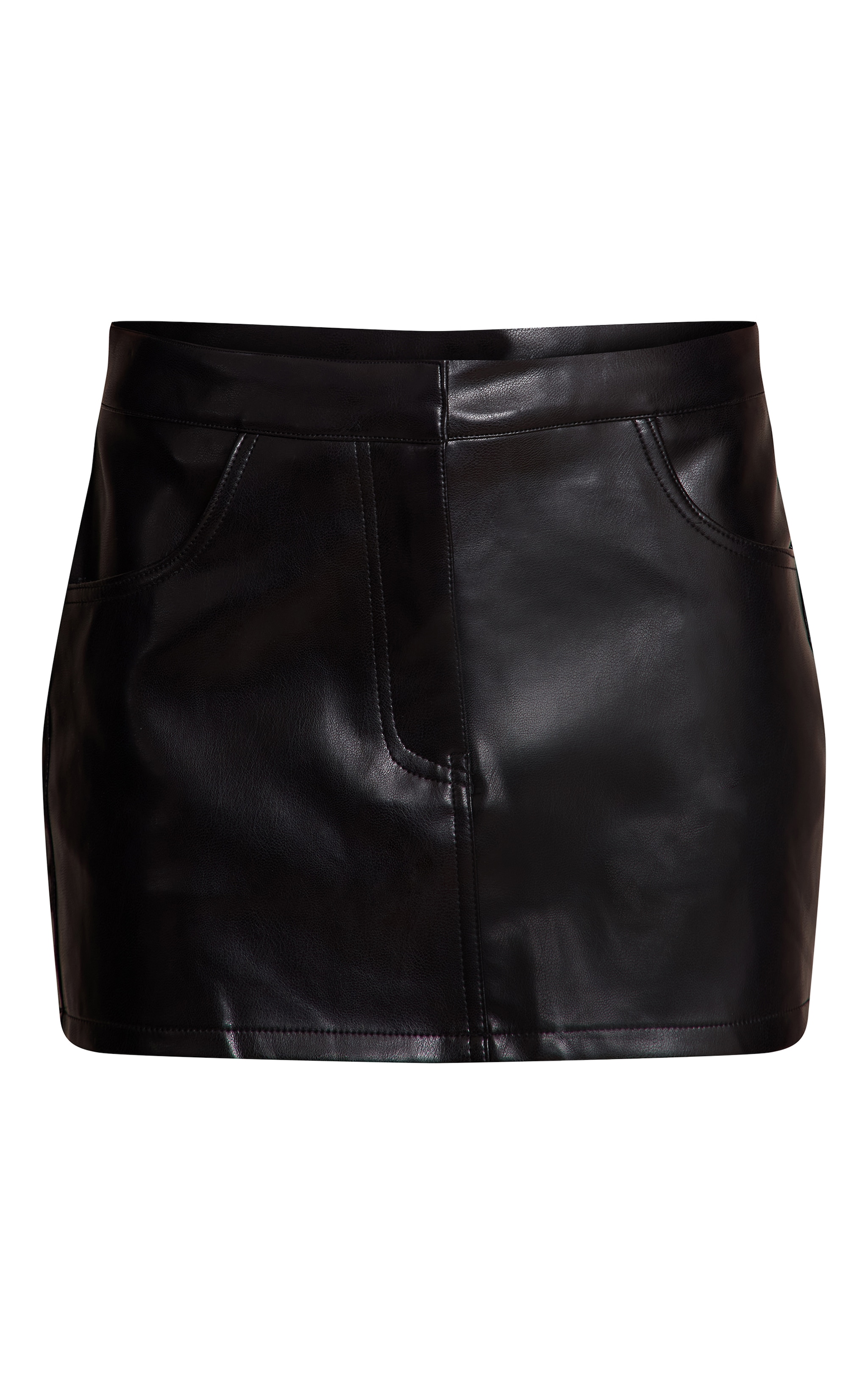 Black Faux Leather Mid Rise Mini Skirt image 6