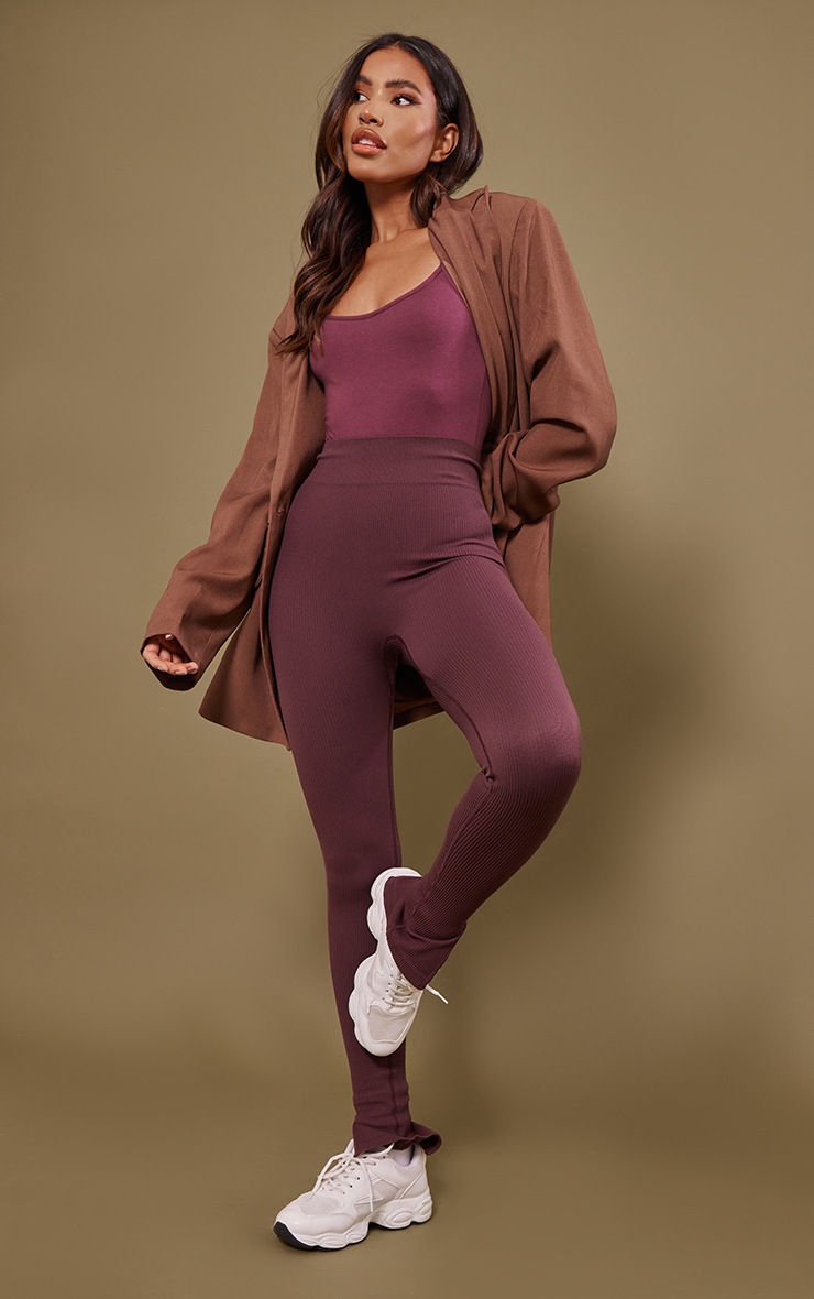 Dark Plum Cotton Strappy Bodysuit image 3