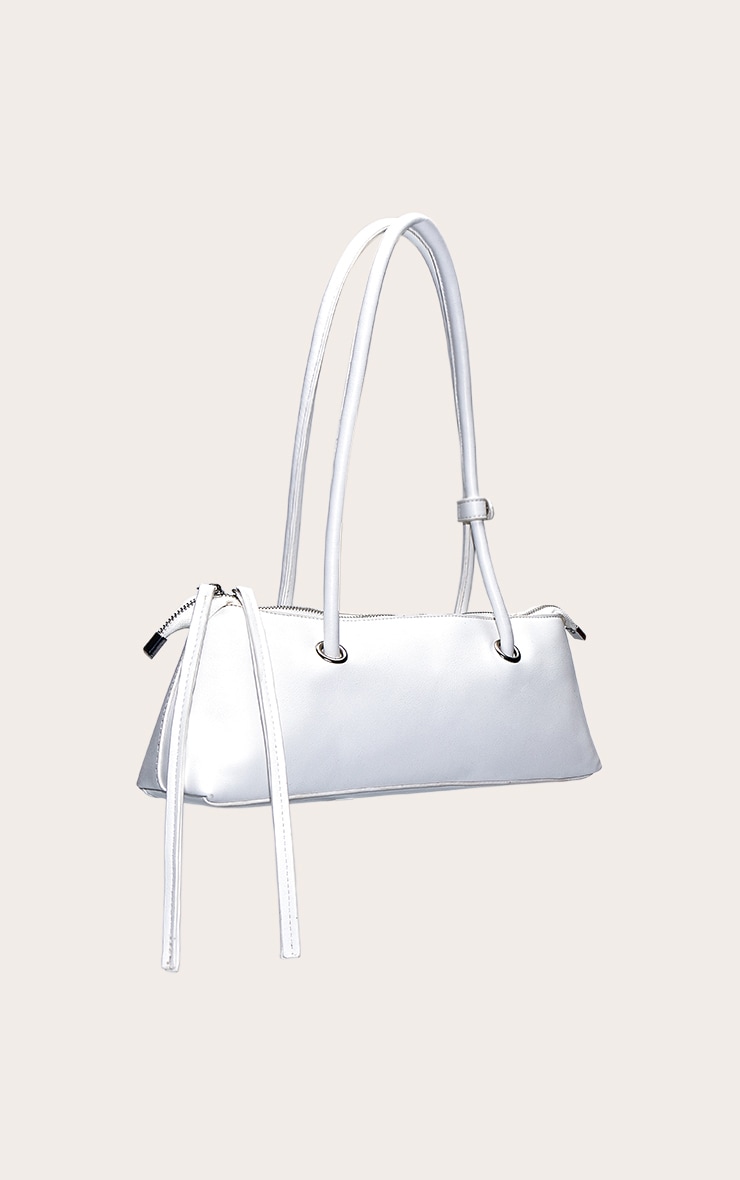 Off White PU Elongated Handle Shoulder Bag image 3