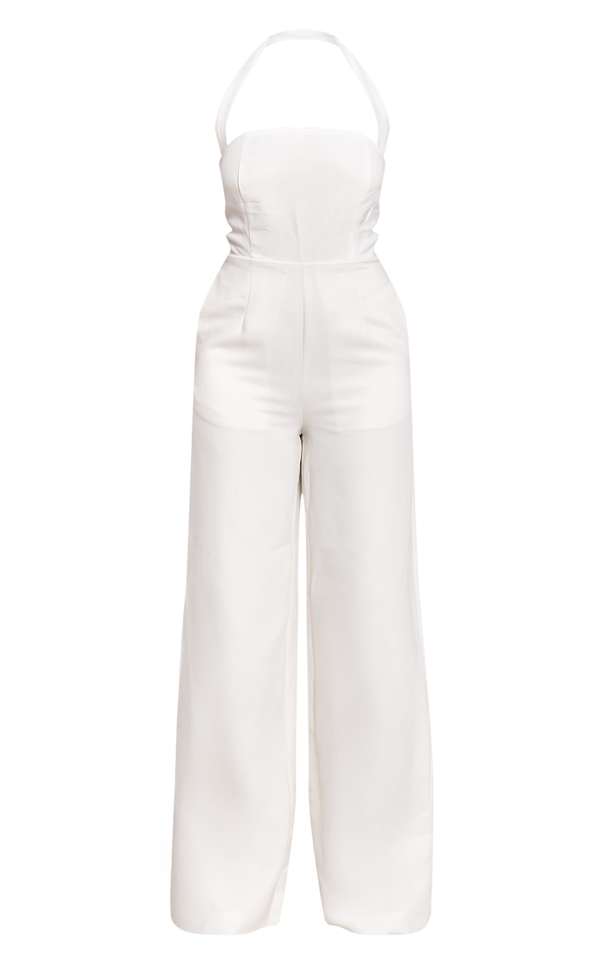 Butter Yellow Premium Woven Halter Neck Wide Leg Jumpsuit image 5