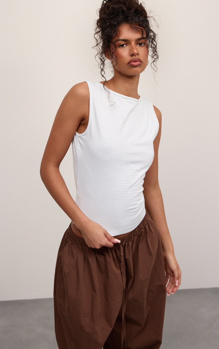 Baby Blue Boat Neck Vest Top