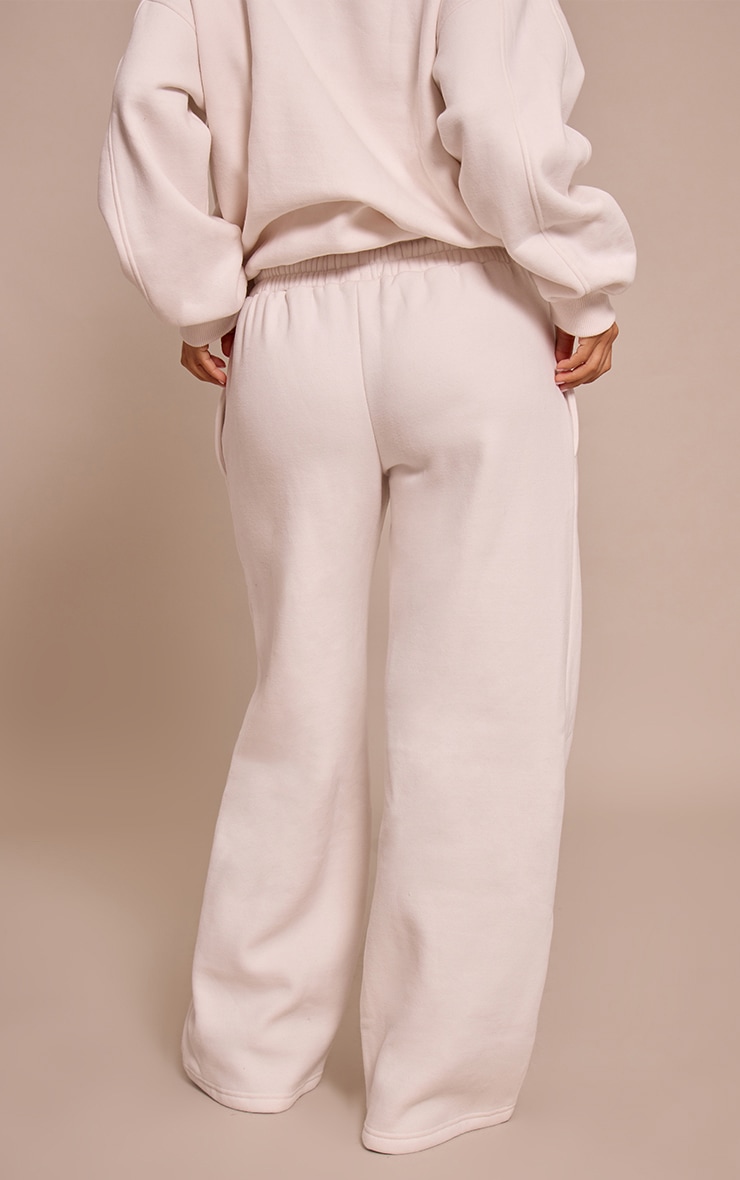 Petite Cream PLT Embossed Wide Leg Track Pants image 3
