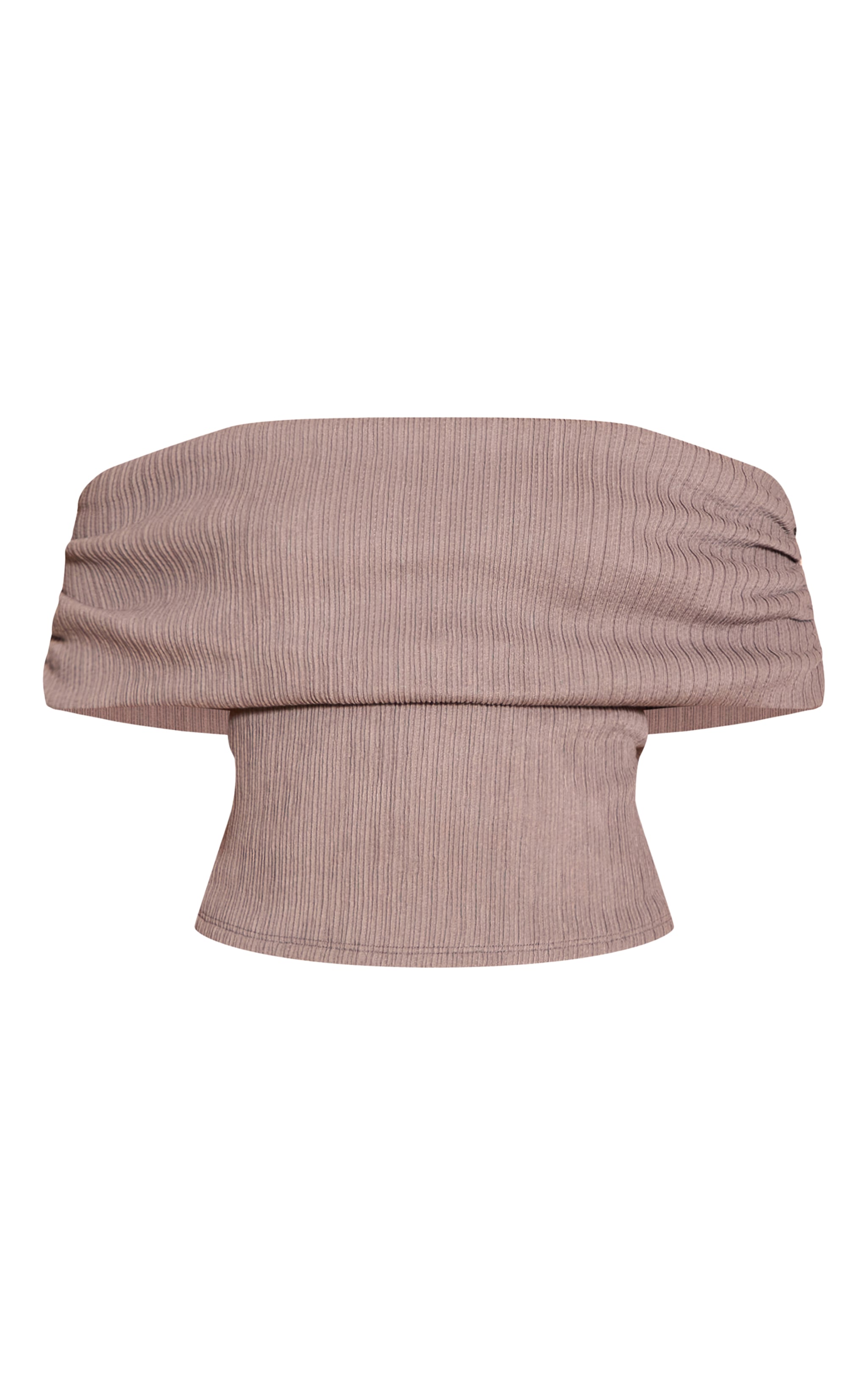 Mushroom Textured Bardot Fold Over Detail Long Top image 5