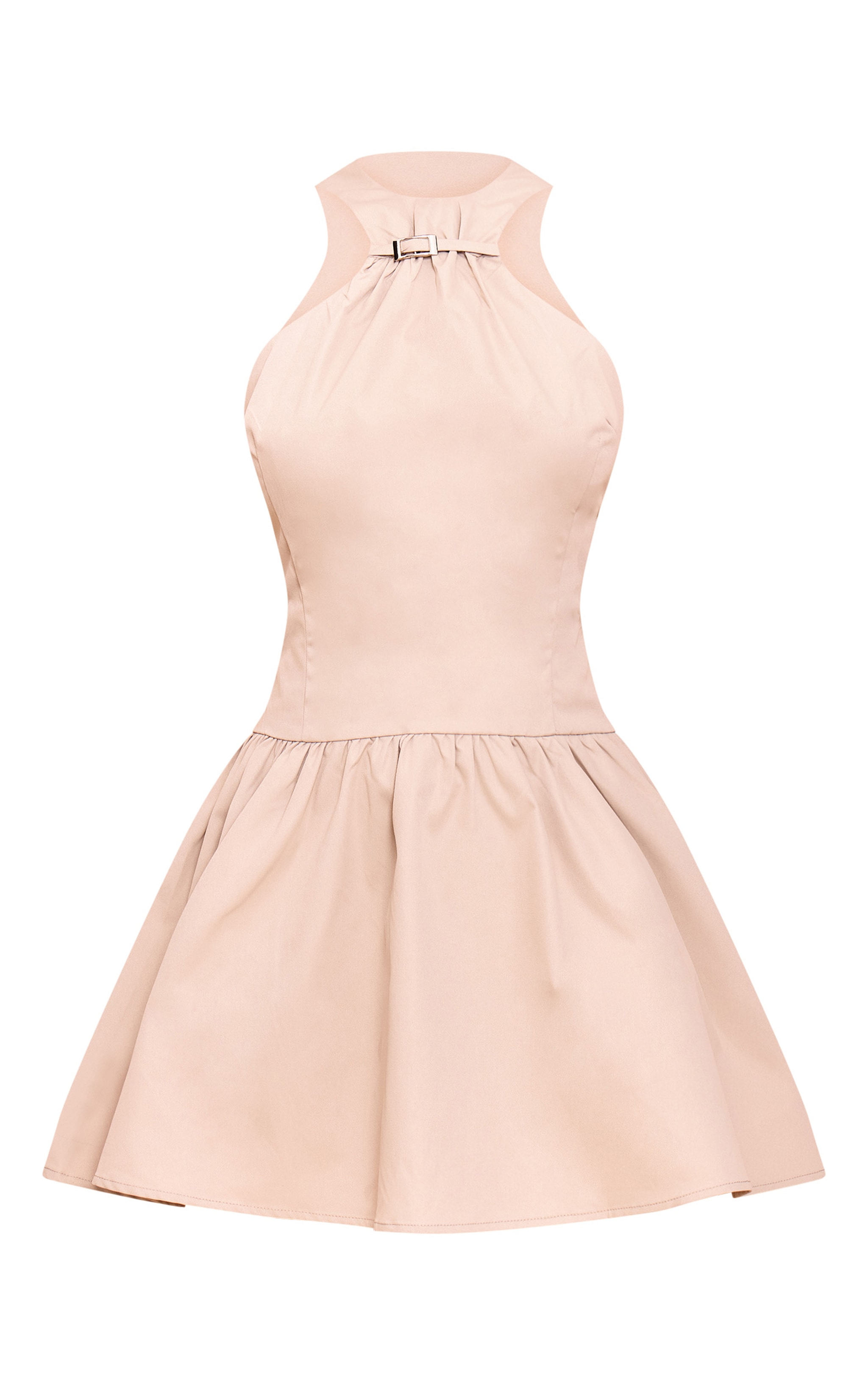 Robe droite gris pierre sans manches plissée à détail ceinture image 5