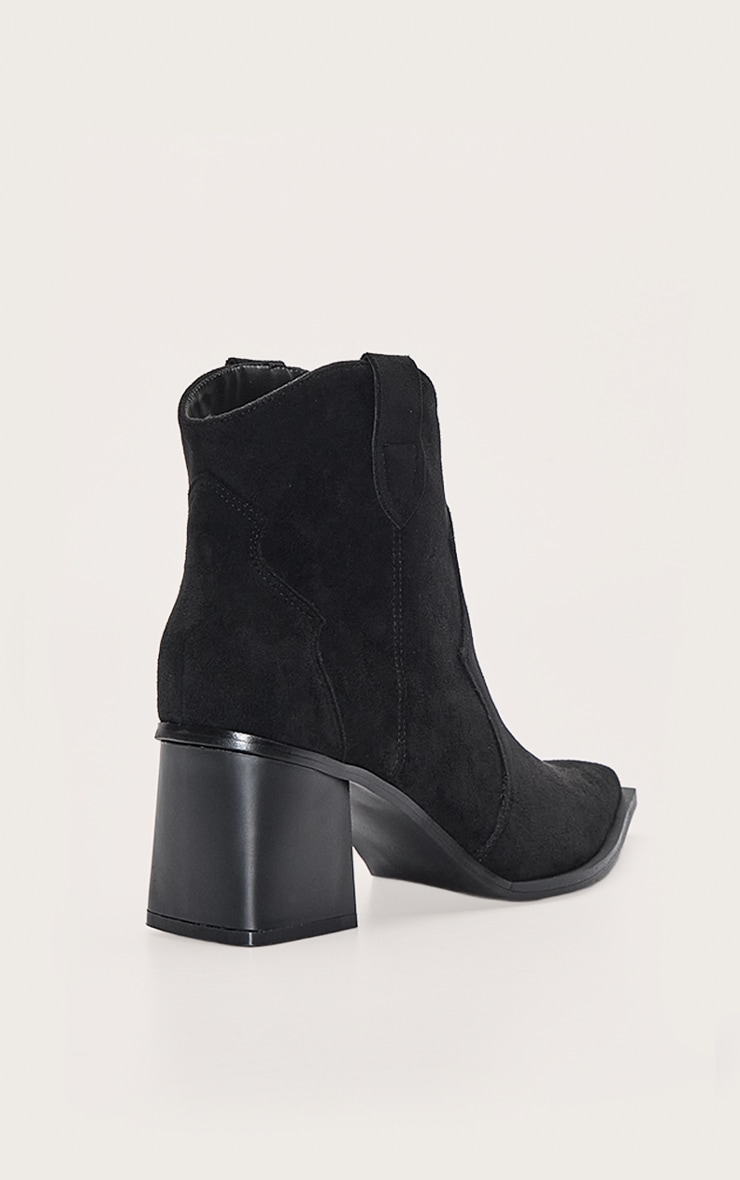 Bottines pointues en suédine noire à petit talon carré image 4