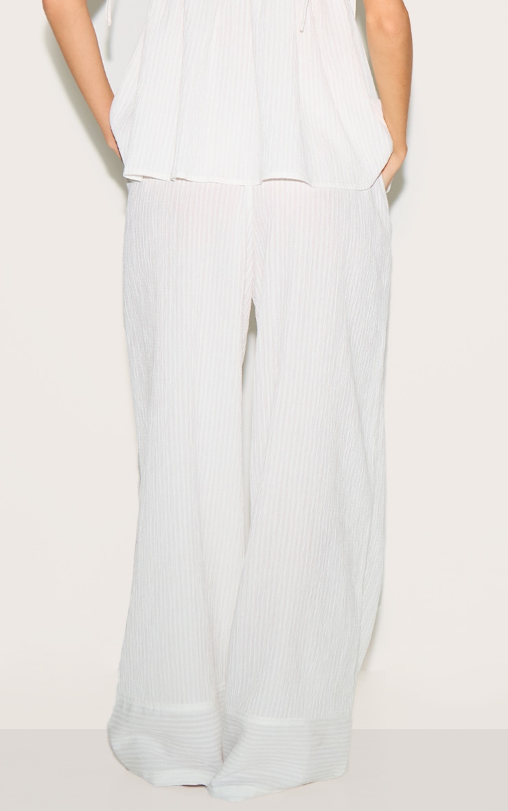 Pantalon droit tissé texturé blanc image 3