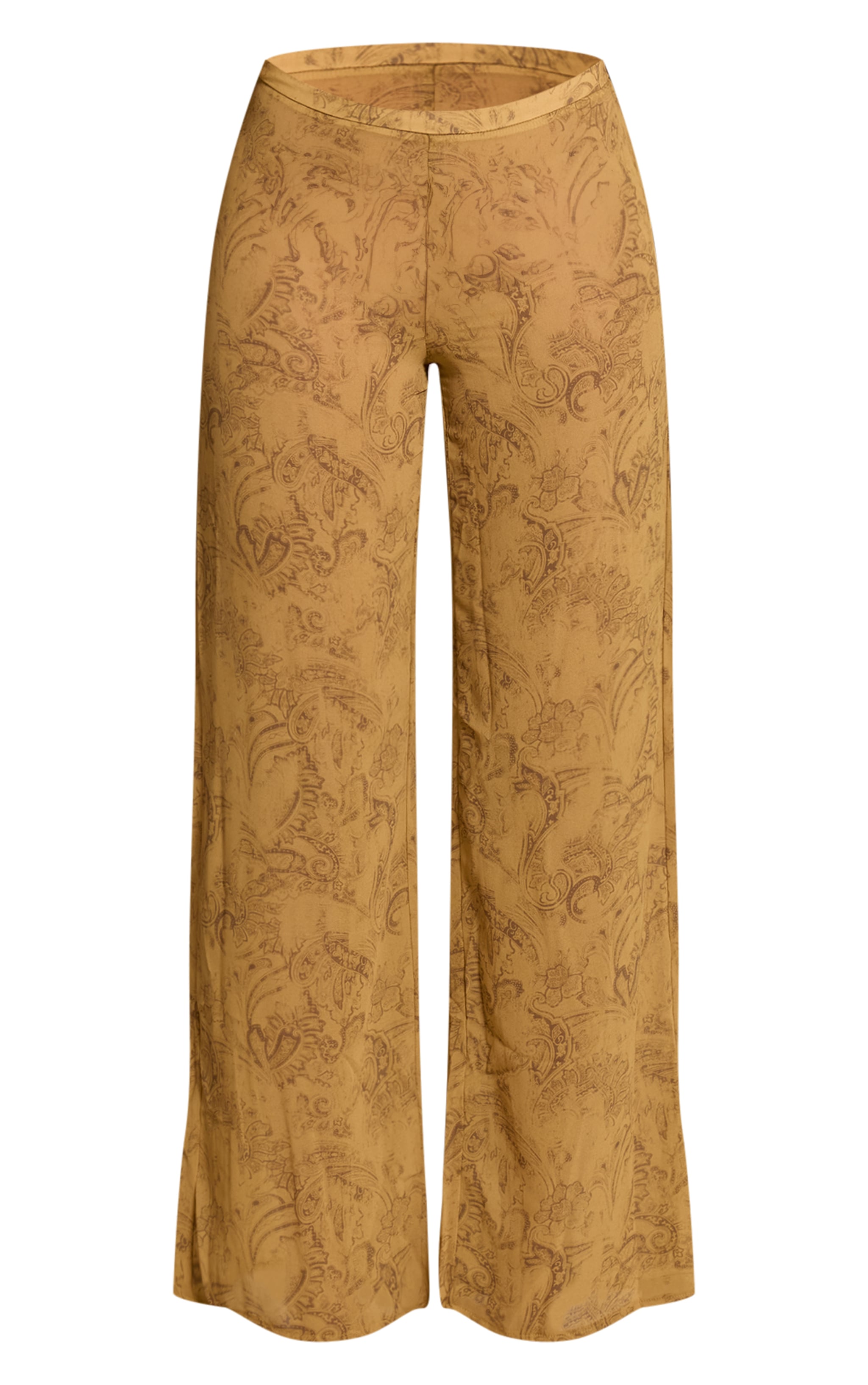 Tall Chartreuse Abstract Print Chiffon Straight Leg Pants image 5