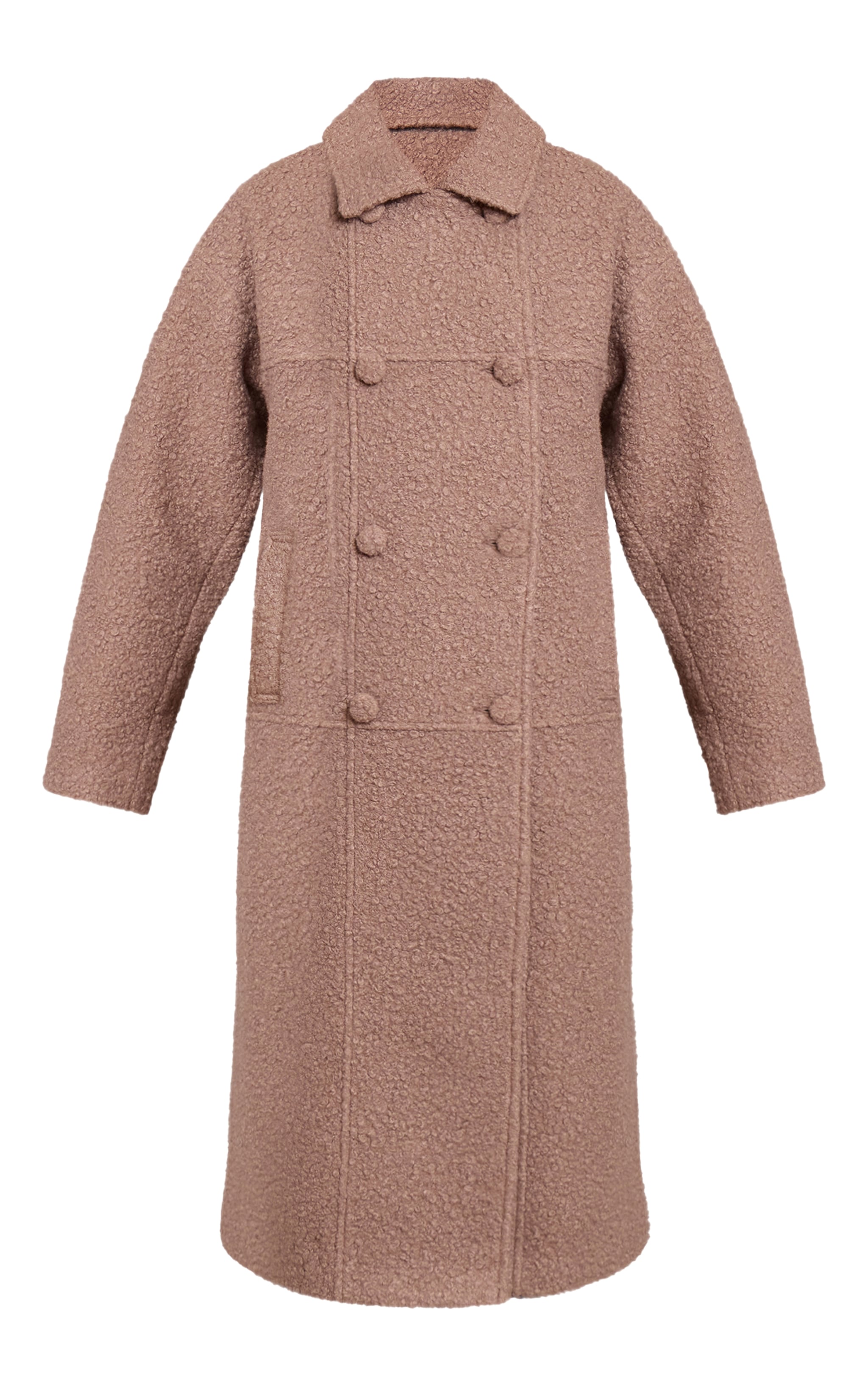 Taupe Boucle Double Breasted Maxi Coat image 5