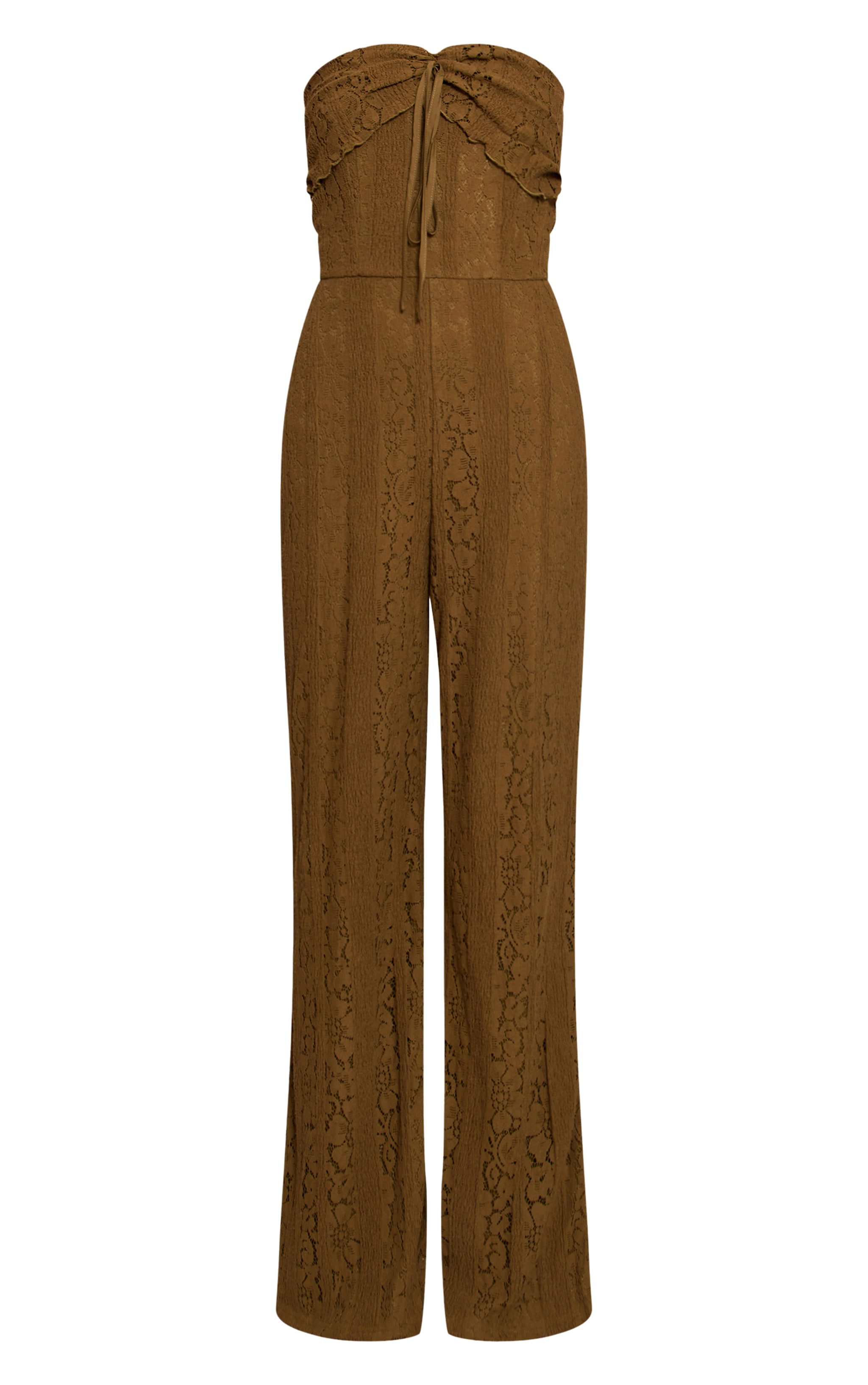 Khaki Lace Fold Over Straight Leg Jumpsuit image 5
