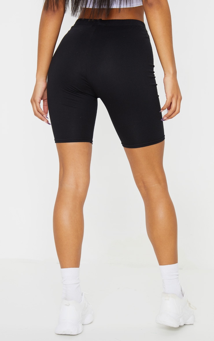 Black Cotton Stretch Cycle Short Shorts PrettyLittleThing