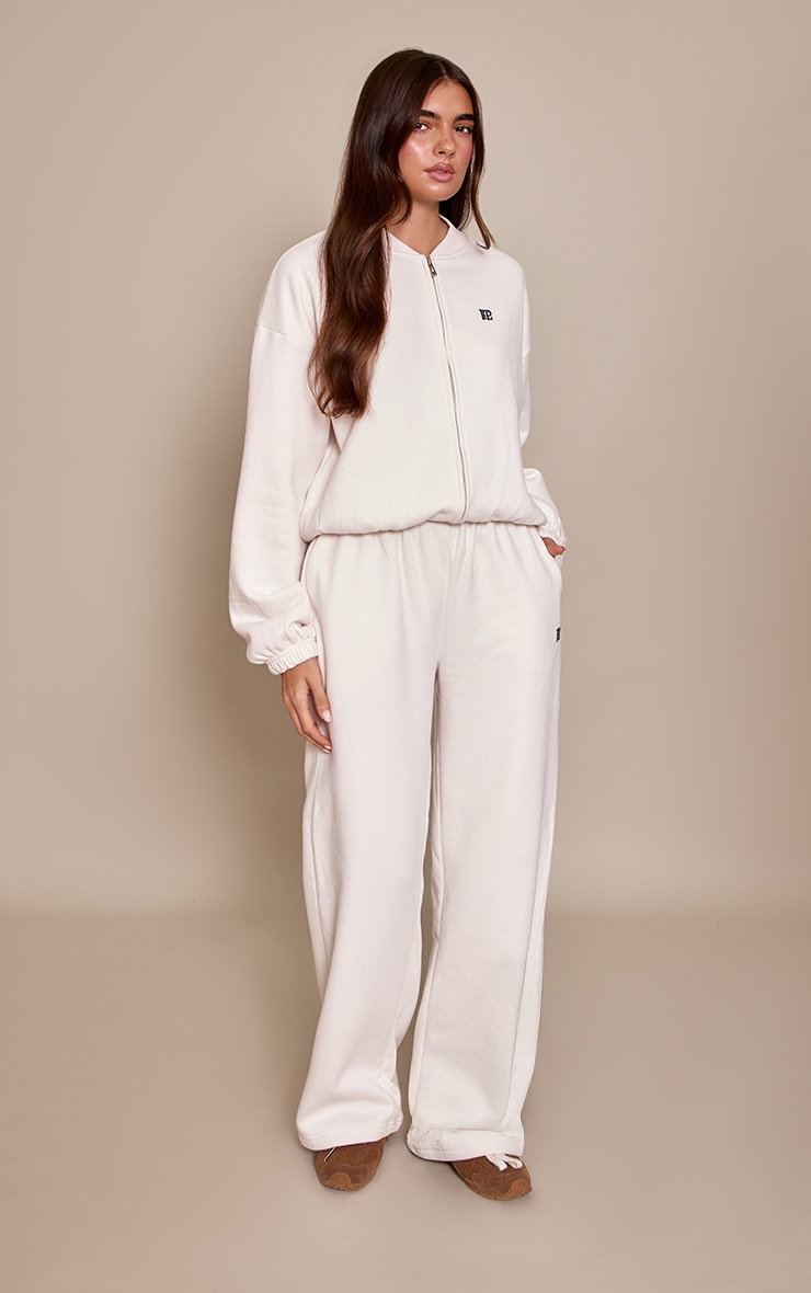 PLT Jogging droit en coton polaire crème image 2