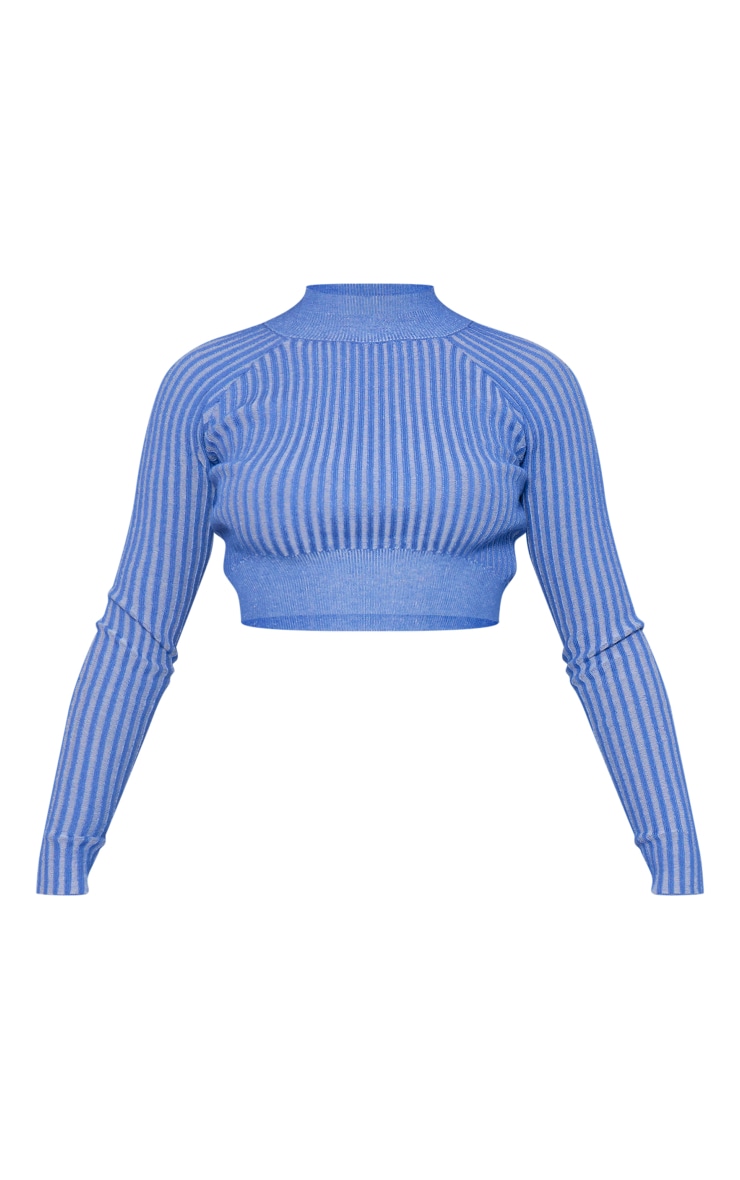 トップス REST&RECREATION RIB KNIT TOP_NAVY Blue Two Tone Rib Knit Long Sleeve Top | Knitwear