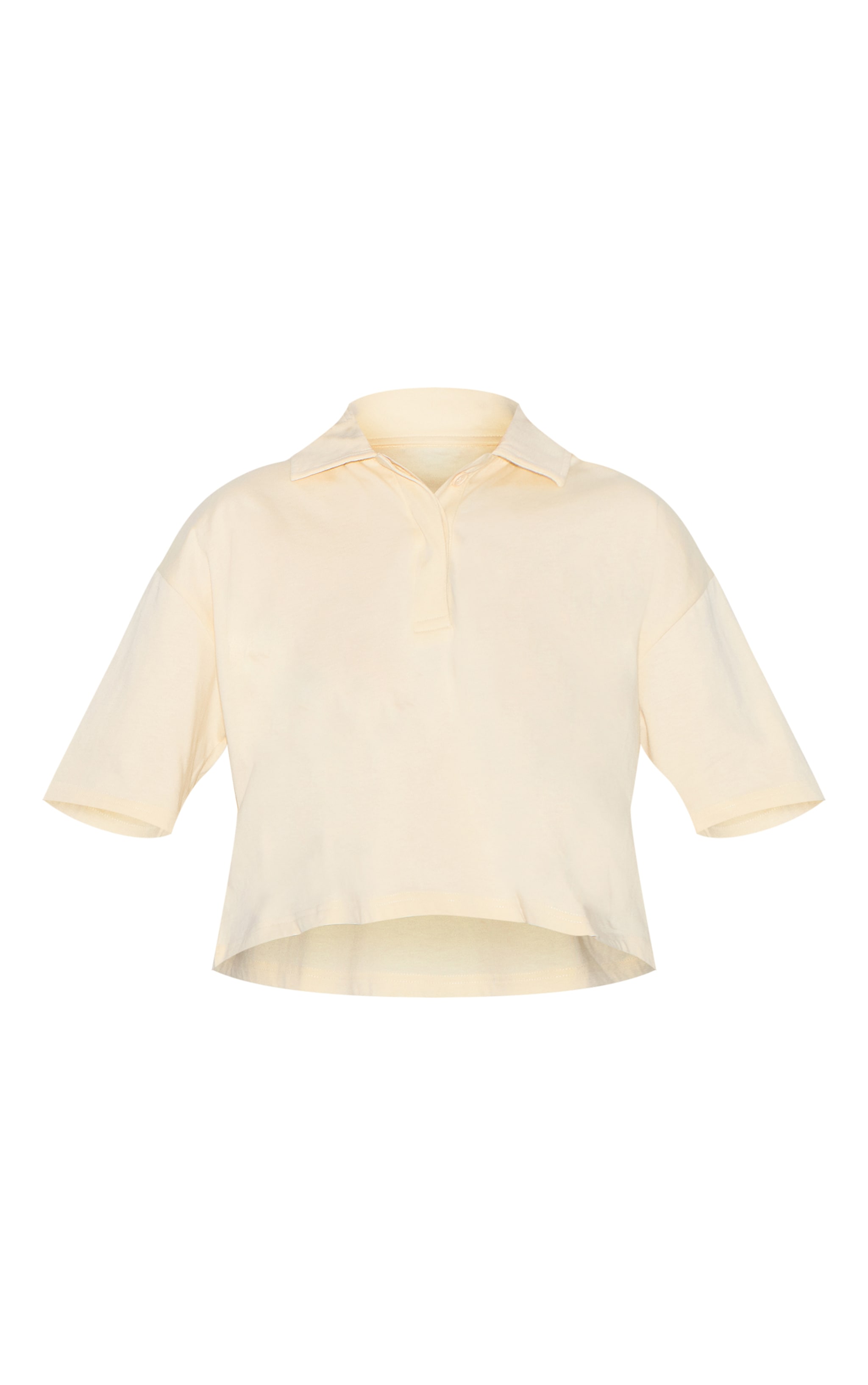 Cream Oversized Short Sleeve Polo Top image 5
