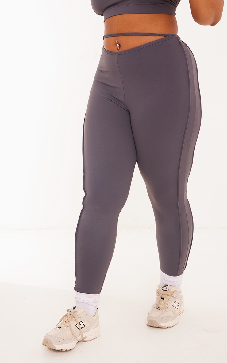 Plus Charcoal Sculpt Strappy Gym Leggings Activewear PrettyLittleThing CA