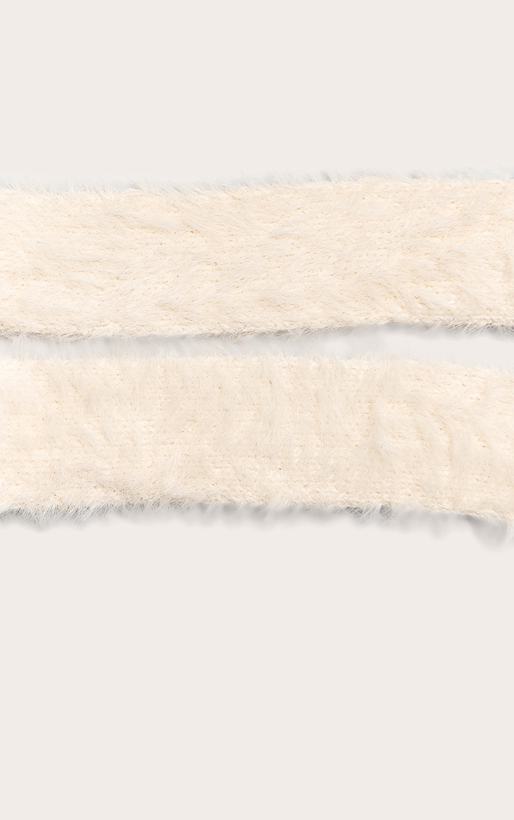 Cream Skinny Fluffy Scarf image 3
