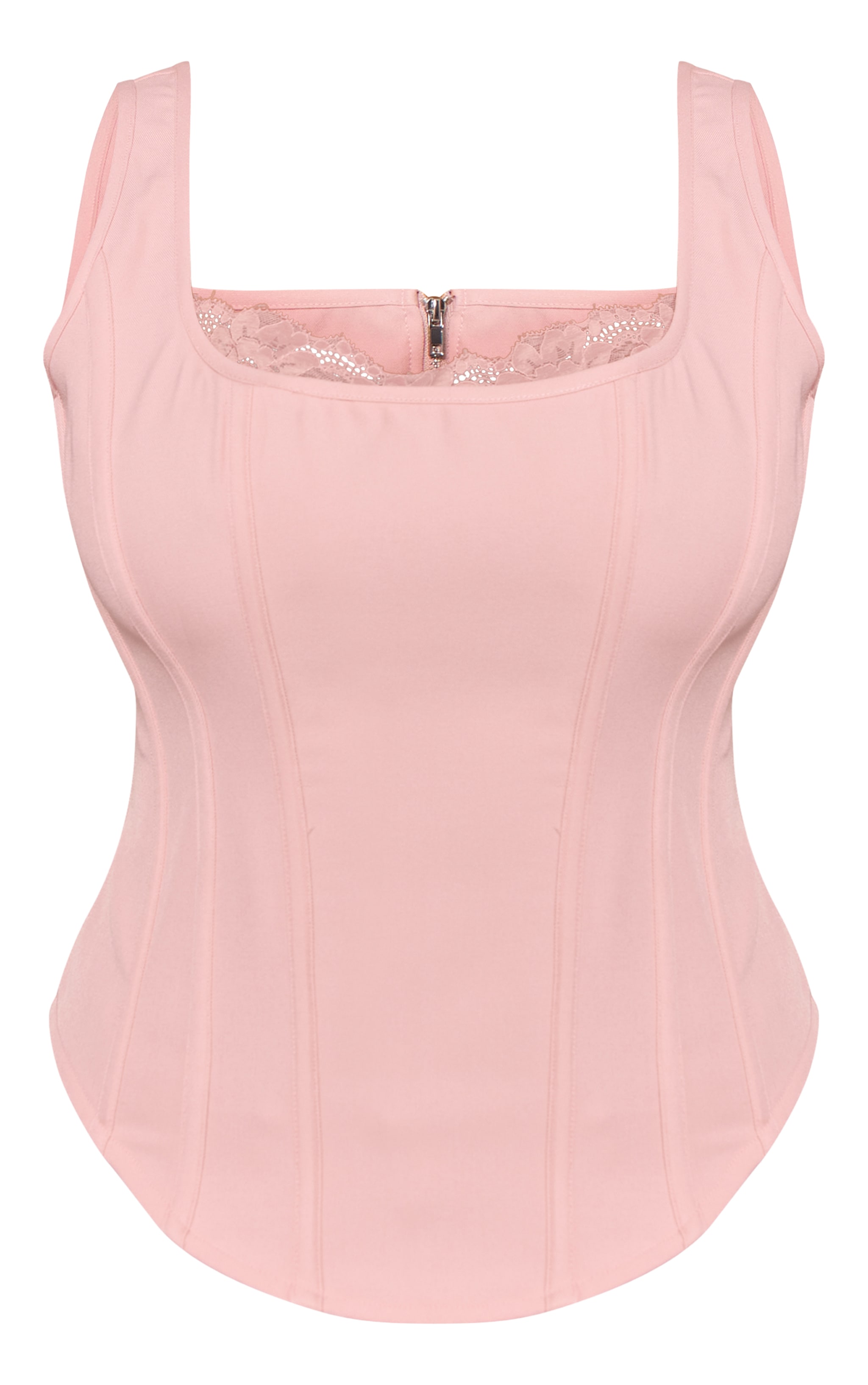 Shape Top corset long rose pâle à col carré et bordure en dentelle image 5