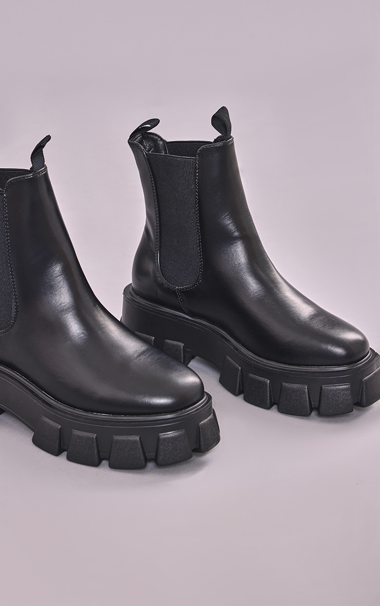 Black Chunky Extreme Cleated Chelsea Ankle Boots image 3
