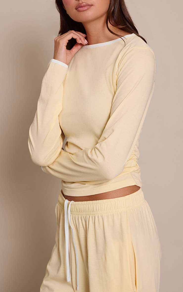 Buttercream Cotton Contrast Cuff Long Sleeve Top image 4