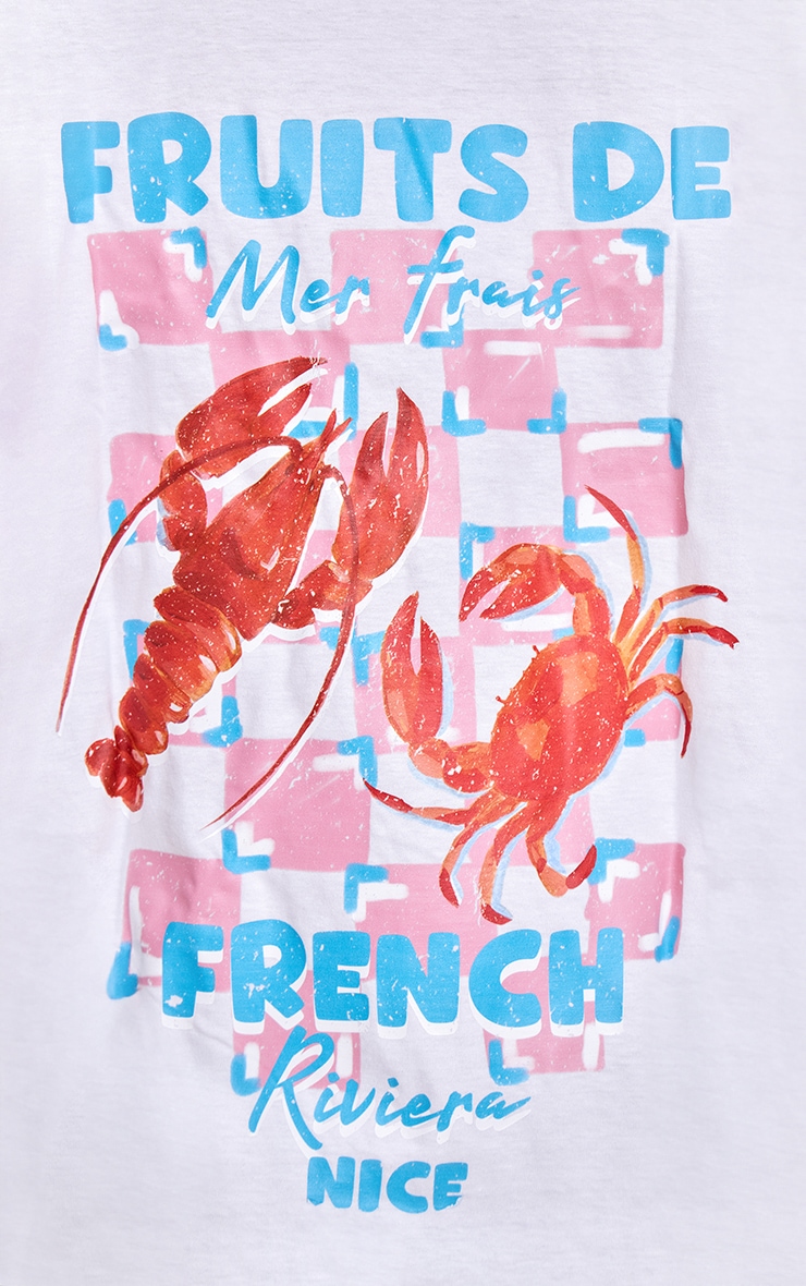 White Fruits De Mer Graphic Oversized T-shirt image 2