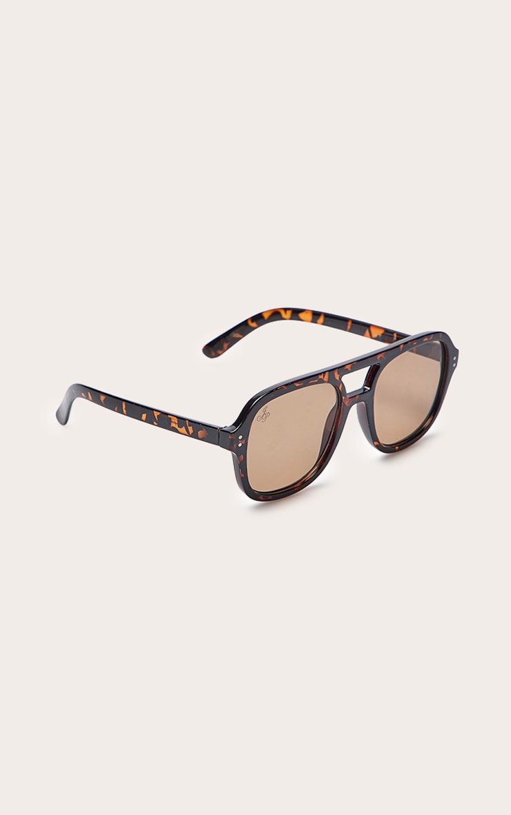 Tortoiseshell Round Frame Aviator Sunglasses image 3