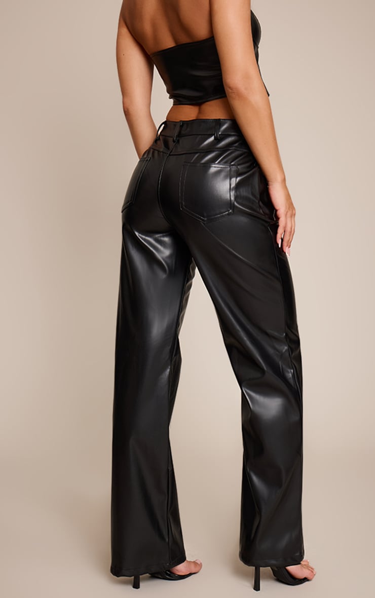 Black Faux Leather Trousers  image 3
