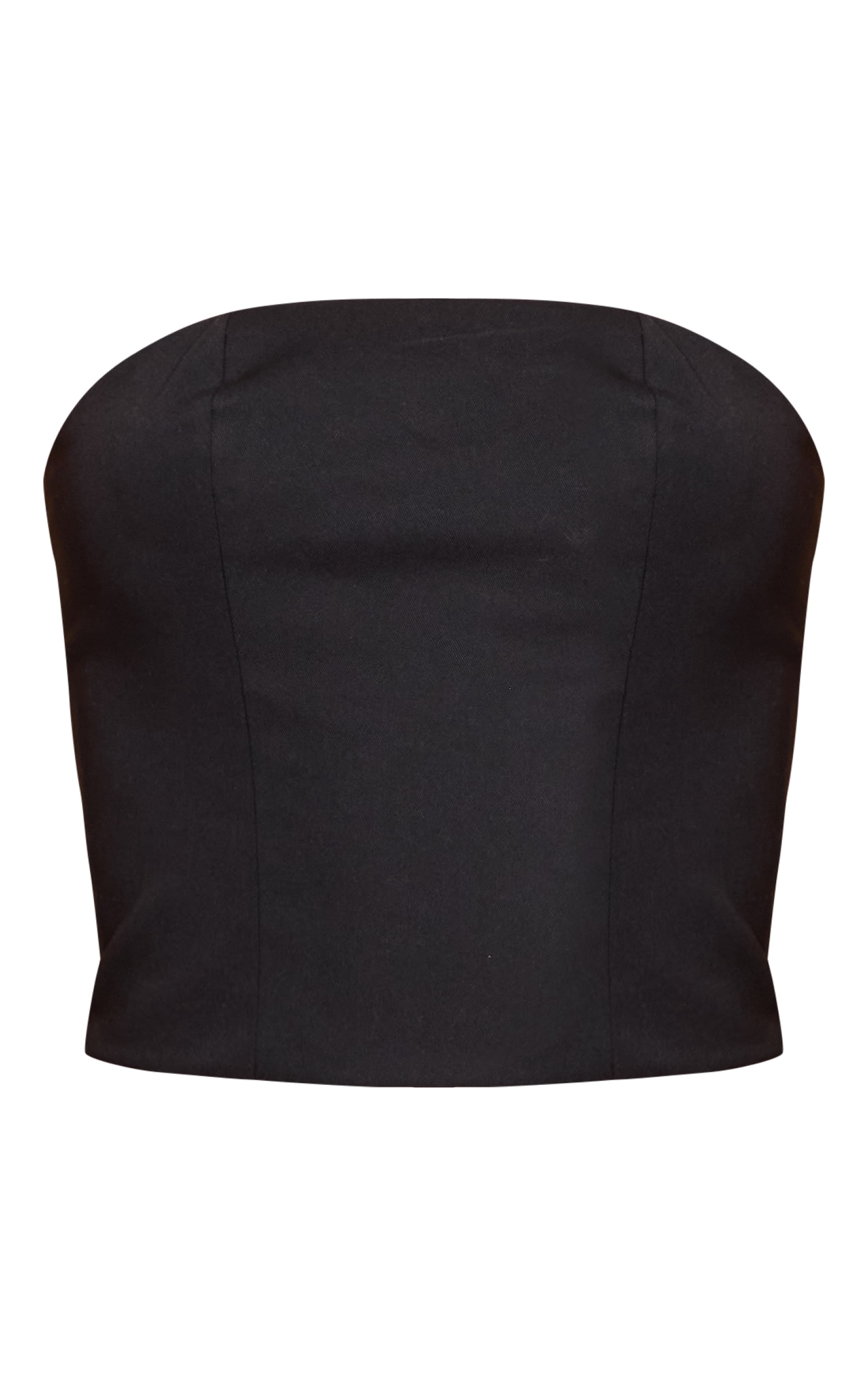 Black Woven Seam Detail Bandeau Top image 5