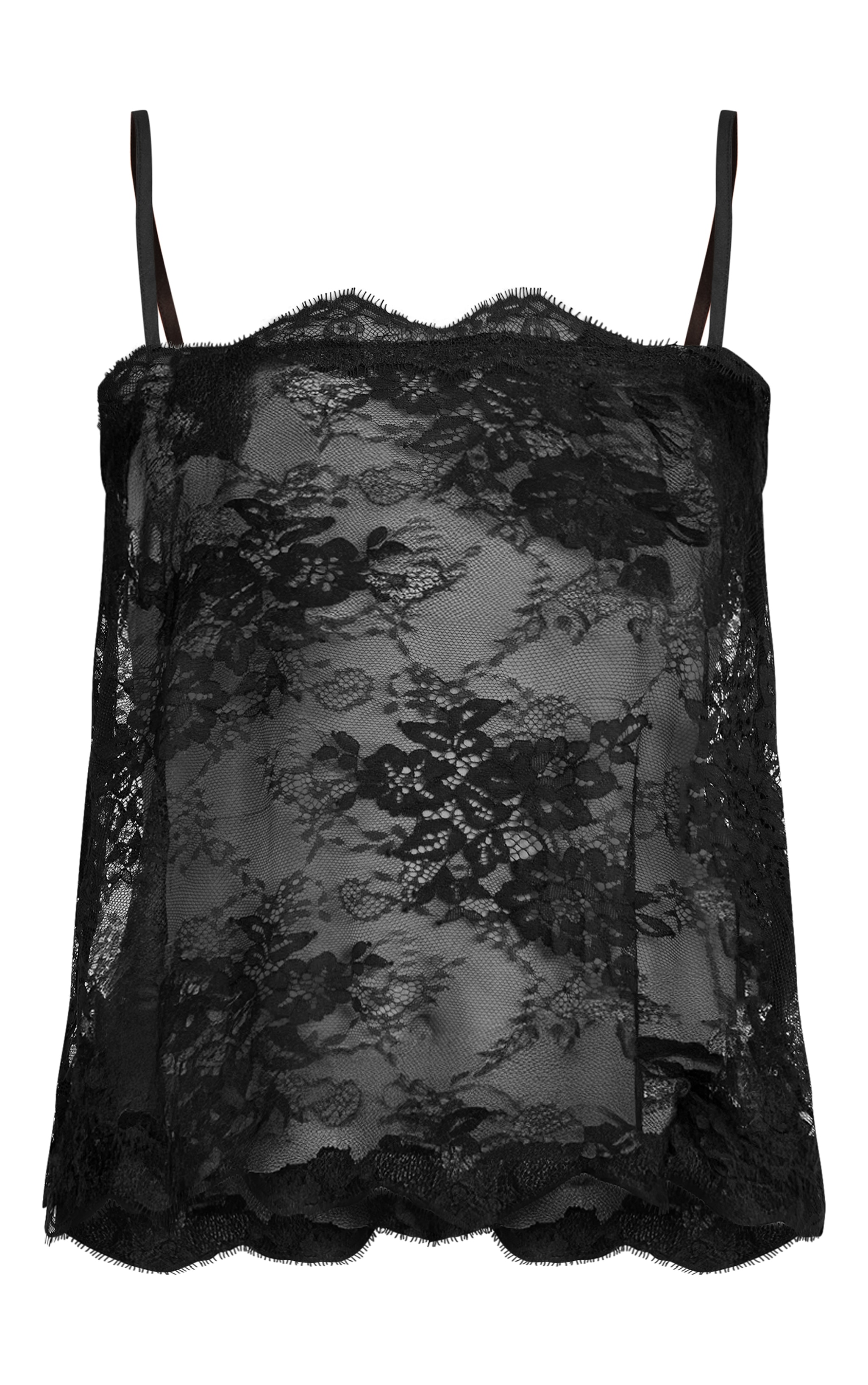 Black Sheer Lace Strappy Cami Top image 5