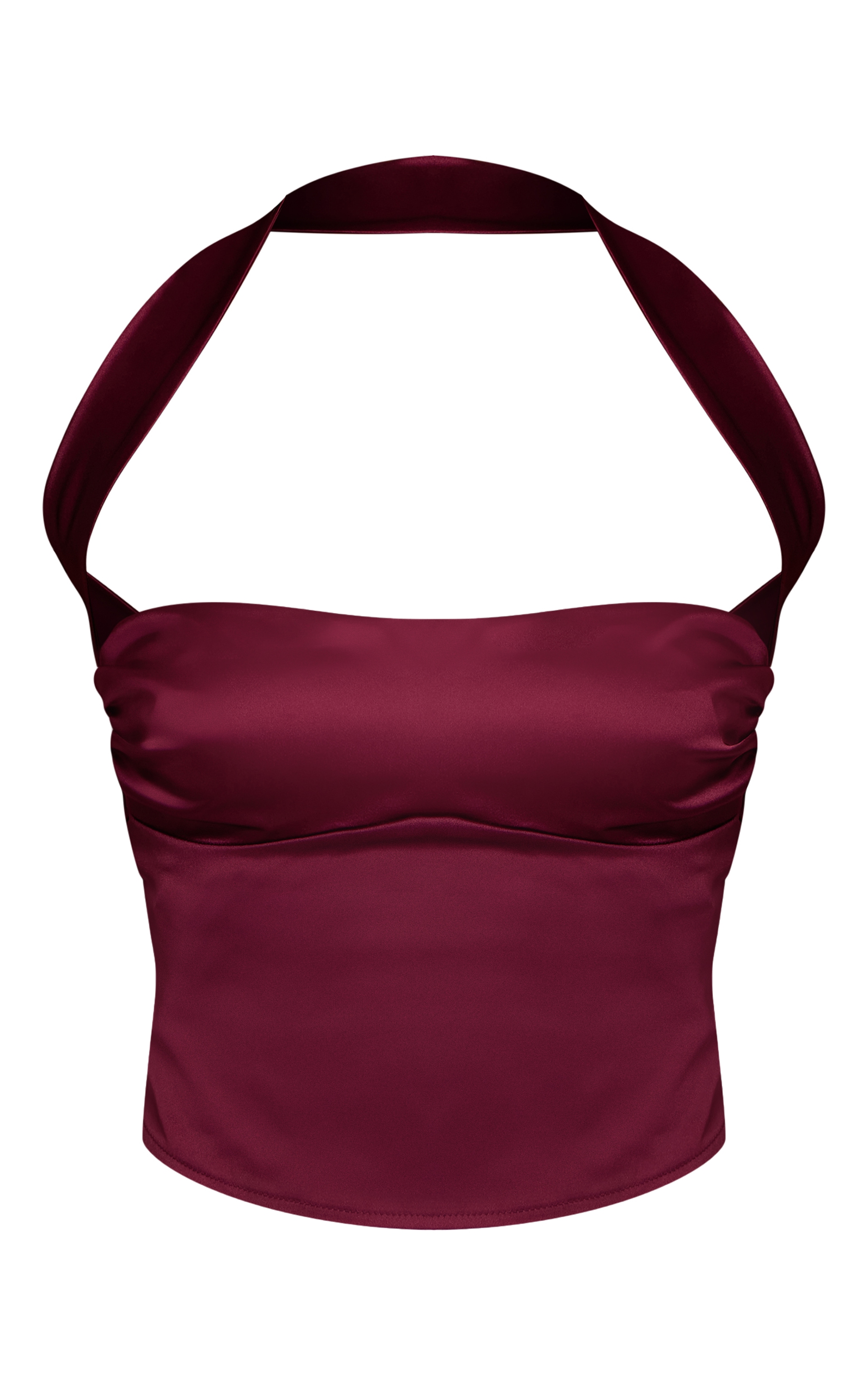 Purple Satin Halter Neck Ruched Bust Crop Top image 5