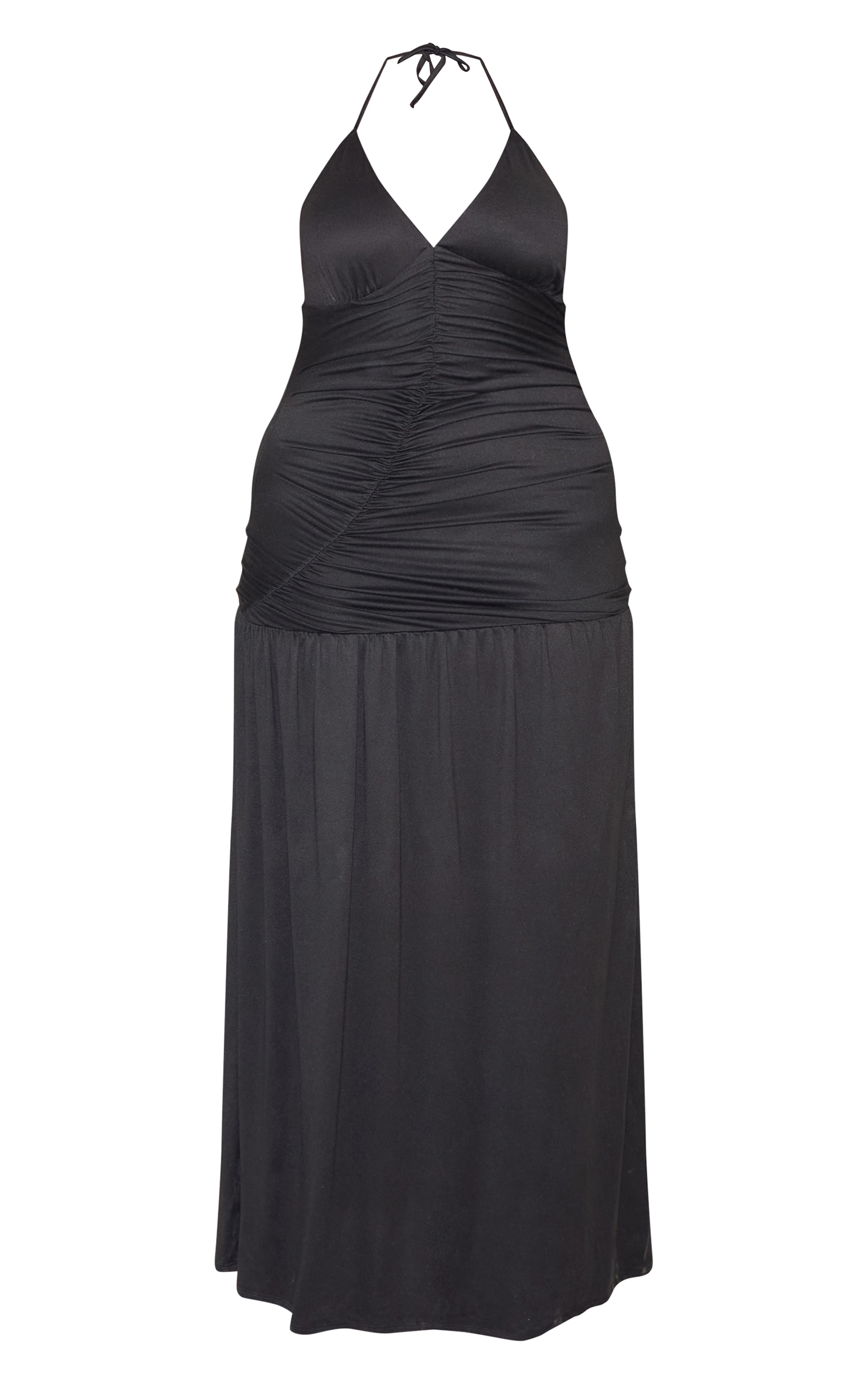 Plus Black Double Layer Soft Touch Shift Hem Maxi Dress image 5
