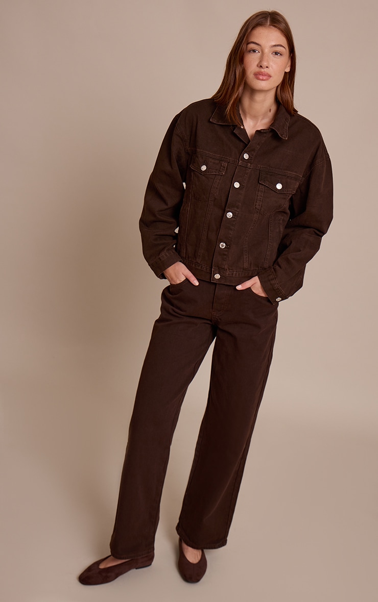 Dark Chocolate Oversized Classic Denim Jacket image 3
