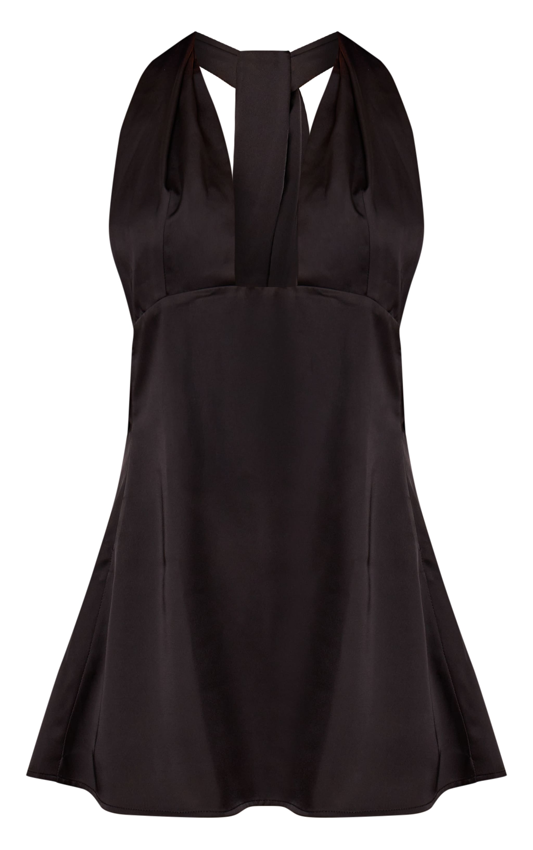 Mini robe droite satinée noire à dos nu image 5