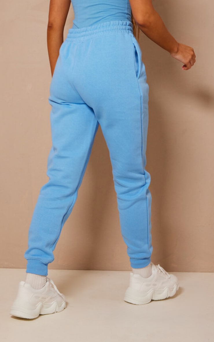 PRETTYLITTLETHING Logo Bright Blue High Waisted Track Pants image 3