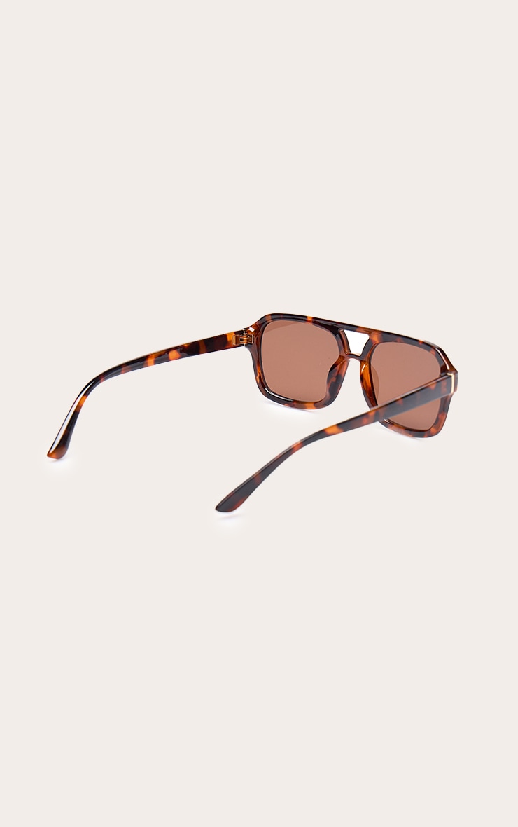 Brown Tortoiseshell Frame Brown Tinted Lens Aviator Sunglasses image 4