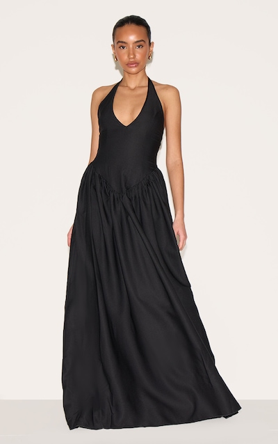 Petite Robe longue fluide noire à dos nu