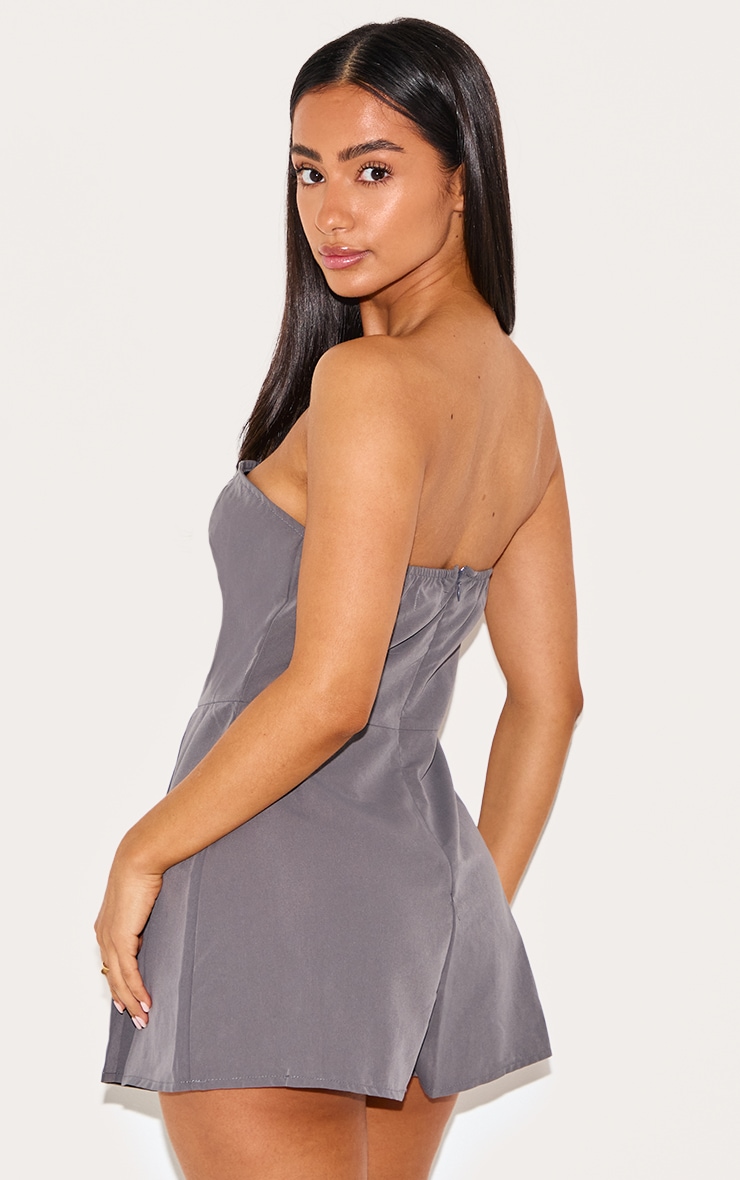 Petite Combishort bustier tissé gris anthracite ajusté image 2