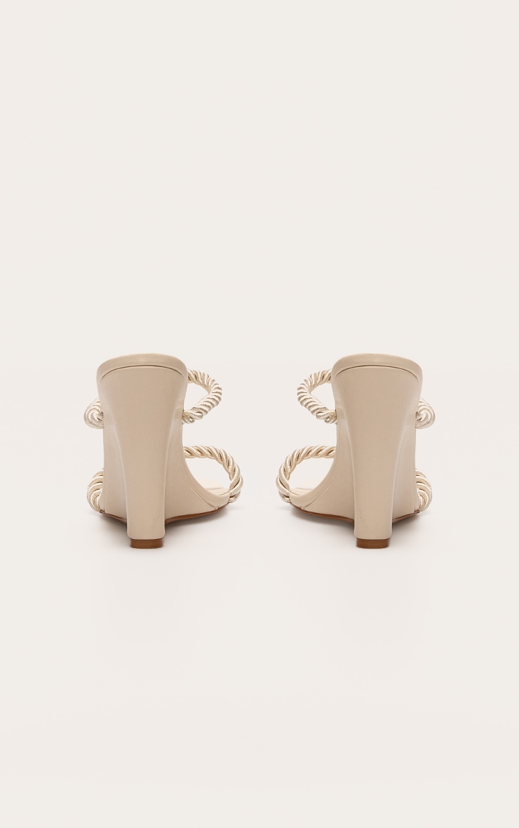 Natural Rope Square Toe High Heeled Mule Wedges image 3