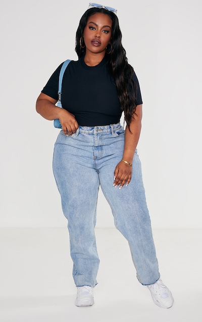 Plus Black High Neck Soft Touch Cap Sleeve Bodysuit