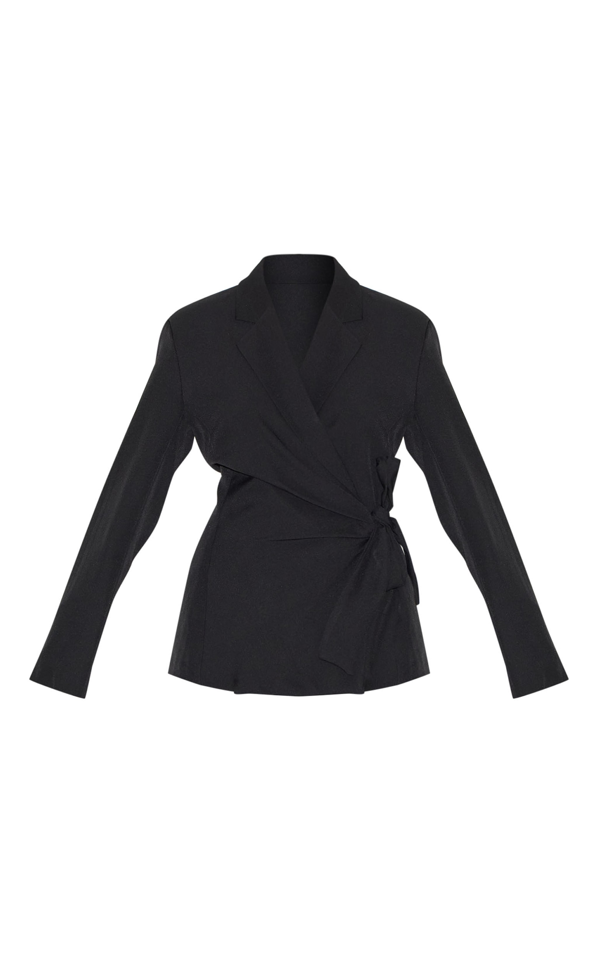 Black Tie Front Structured Blazer image 5