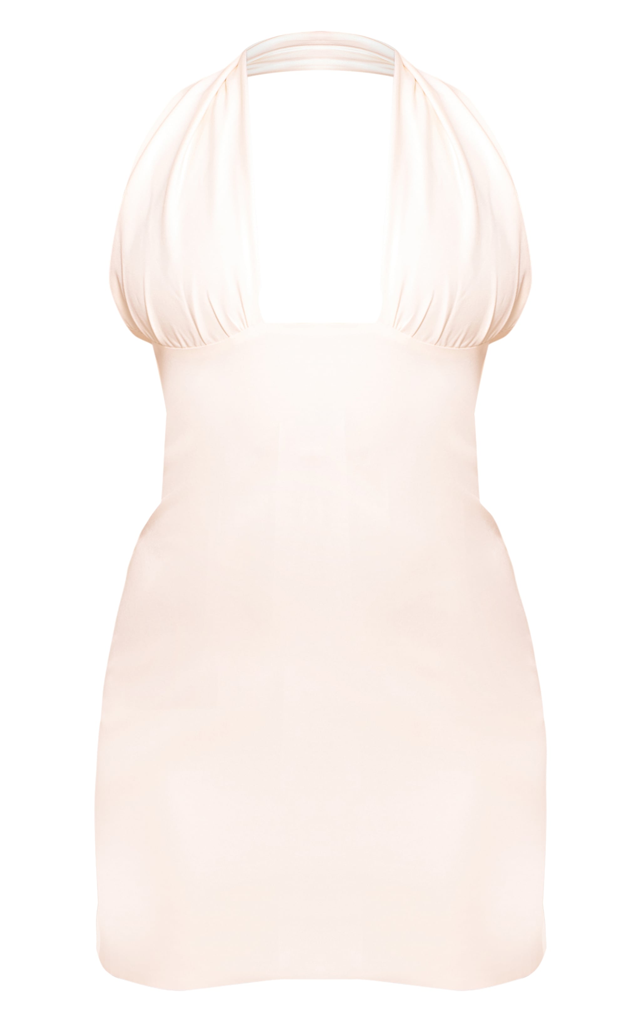 Cream Woven Tailored Plunge Halterneck Mini Dress image 5