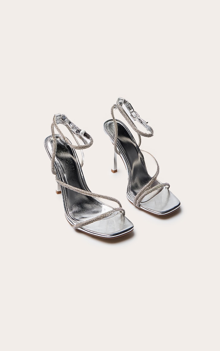 Silver Metallic Hot Fix Heeled Sandal image 3