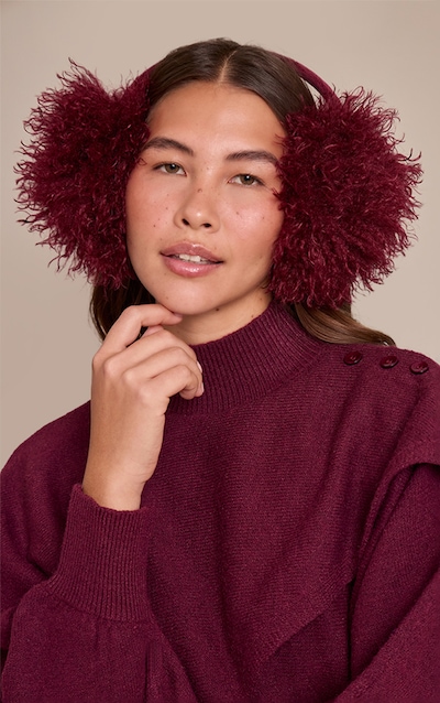 Burgundy Shaggy Faux Fur Ear Muffs