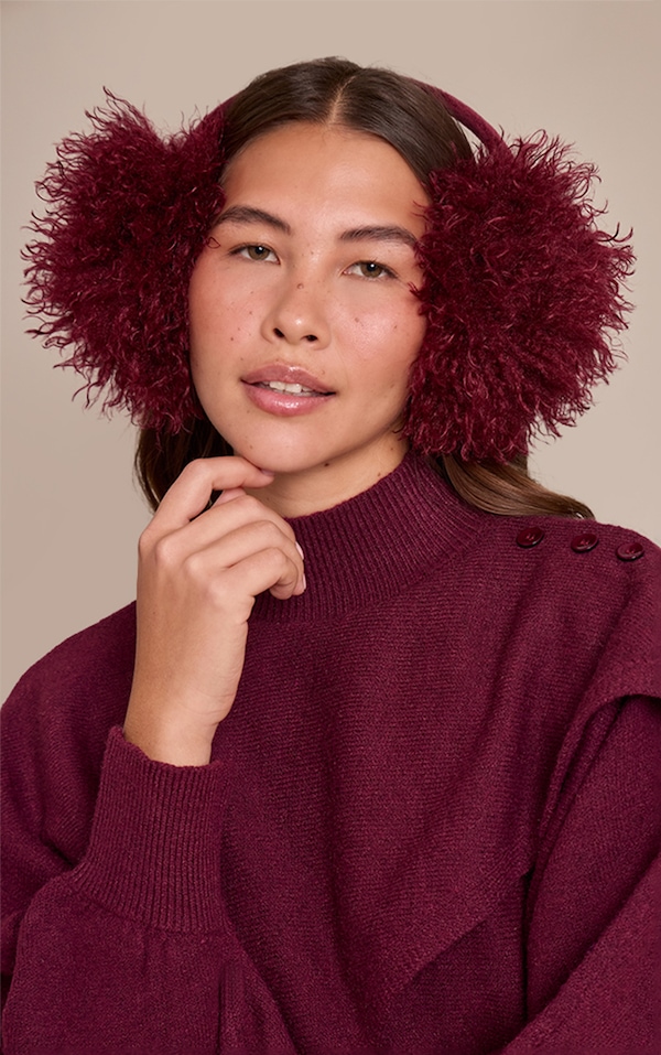 Burgundy Shaggy Faux Fur Ear Muffs
