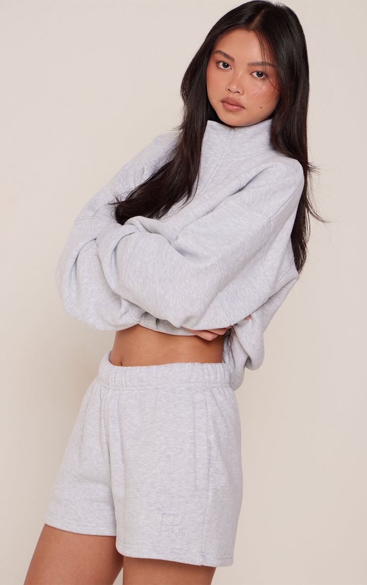 Ash Grey PLT Embossed Sweat Shorts